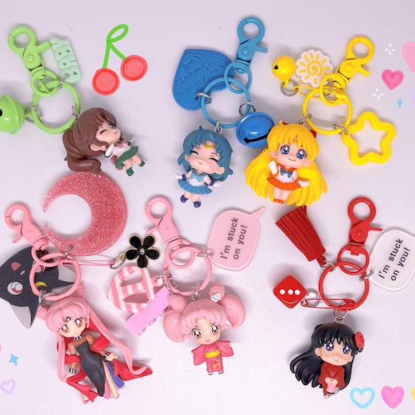 Sailor Moon/Chibiusa/Black Lady/Sailor Venus/Sailor Mercury/Sailor Jupiter/Sailor Mars Portachiavi Figura