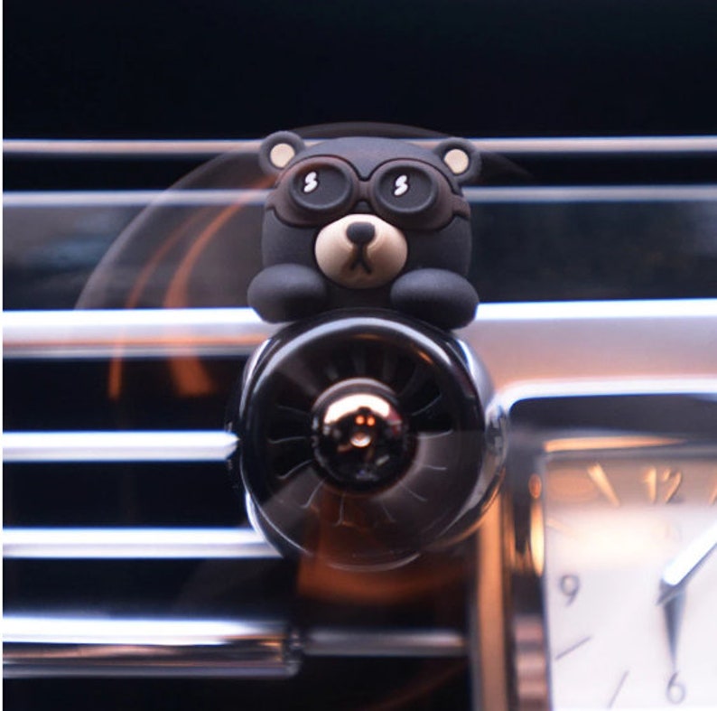 Car Air Freshener Bear Pilot Rotating Propeller Outlet Etsy
