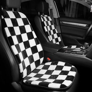 New Arrival Black White Plush Lattice Car Interior Decorations Car