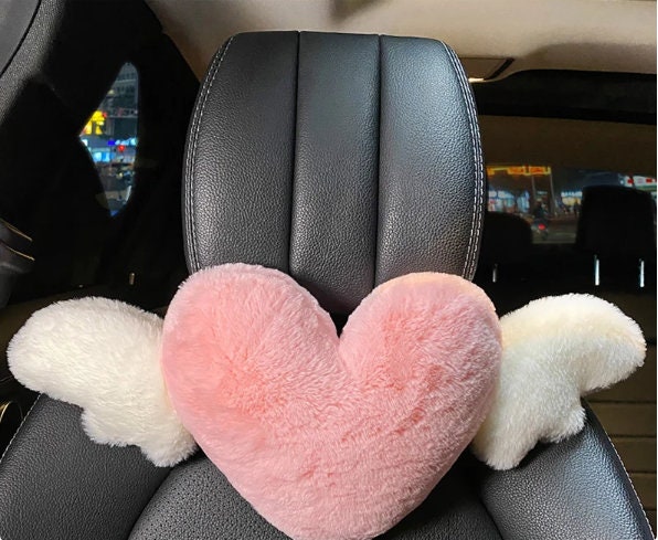 Heart-shaped Car Headrest Plush Love Neck Pillow Seat Back Pillow Lumbar  Support Cushion Universal Car Accessories Cutecaraccessoriess 