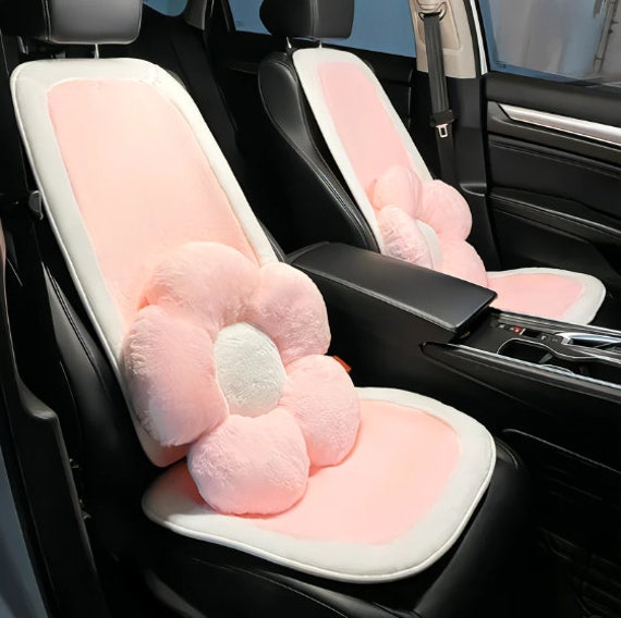 Soft Car Seat Cover Pink White Auto Seat Cushion Keep Warm Car Accessories  Pink Seat Cushion Seat Cover 