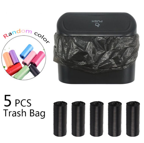 Mini Car Trash Can With Lid, Small Car Storage Box Plastic Vehicle Trash Bin  Hanging Car Rubbish Holder Double Lid Garbage Bin For Automotive Car Home