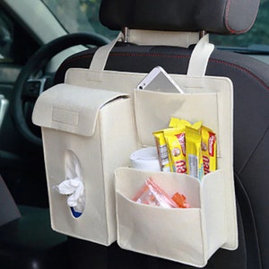 Car Seat Organiser Front Back Cup Holders Multi Pocket Storage Travel Tidy  Van