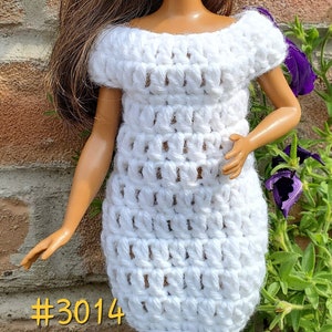 Crochet pattern for beginners DRESS soft acrylic to fit curvy 11.5&quot; doll #3014 DIY EASY