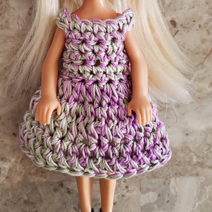Crochet pattern to fit like Chelsea 5 1/2 inch doll Lavender olive green DRESS acrylic Digital pattern 3101 DIY for beginners