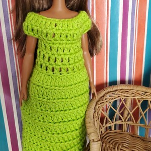 For beginners Crochet pattern designed to fit curvy 11.5&quot; doll Lime cotton DRESS Digital pattern 3061 DIY Easy