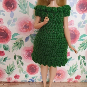 Crochet pattern to fit curvy 11.5&quot; doll for beginners DIY wool green dress Digital pattern easy 3029