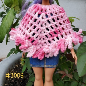 For beginners Pink PONCHO crochet pattern acrylic designed to fit curvy 11.5&quot; doll 3005 EASY DIY