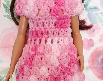 Crochet Dress Pattern: Curvy 11.5" Doll, Pink Acrylic (Digital Pattern)