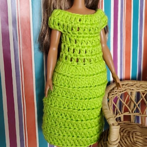 For beginners Crochet pattern for curvy 11.5&quot; doll midi Lime cotton DRESS Digital pattern 3062 DIY