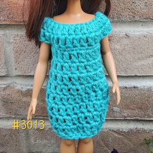 Crochet pattern dress for beginners Sea Green soft cotton for curvy 11.5&quot; doll #3013 DIY EASY