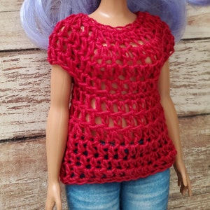 Crochet pattern for curvy 11.5&quot; doll DIY T-shirt cotton thread 3095