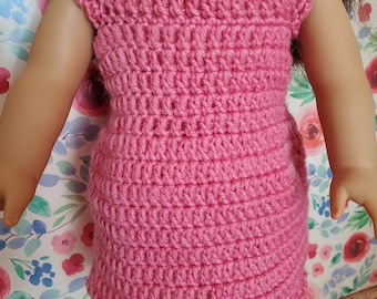 Crochet Pink Dress Pattern for 18" Doll: Easy DIY Wool Outfit (Written Pattern #1098)