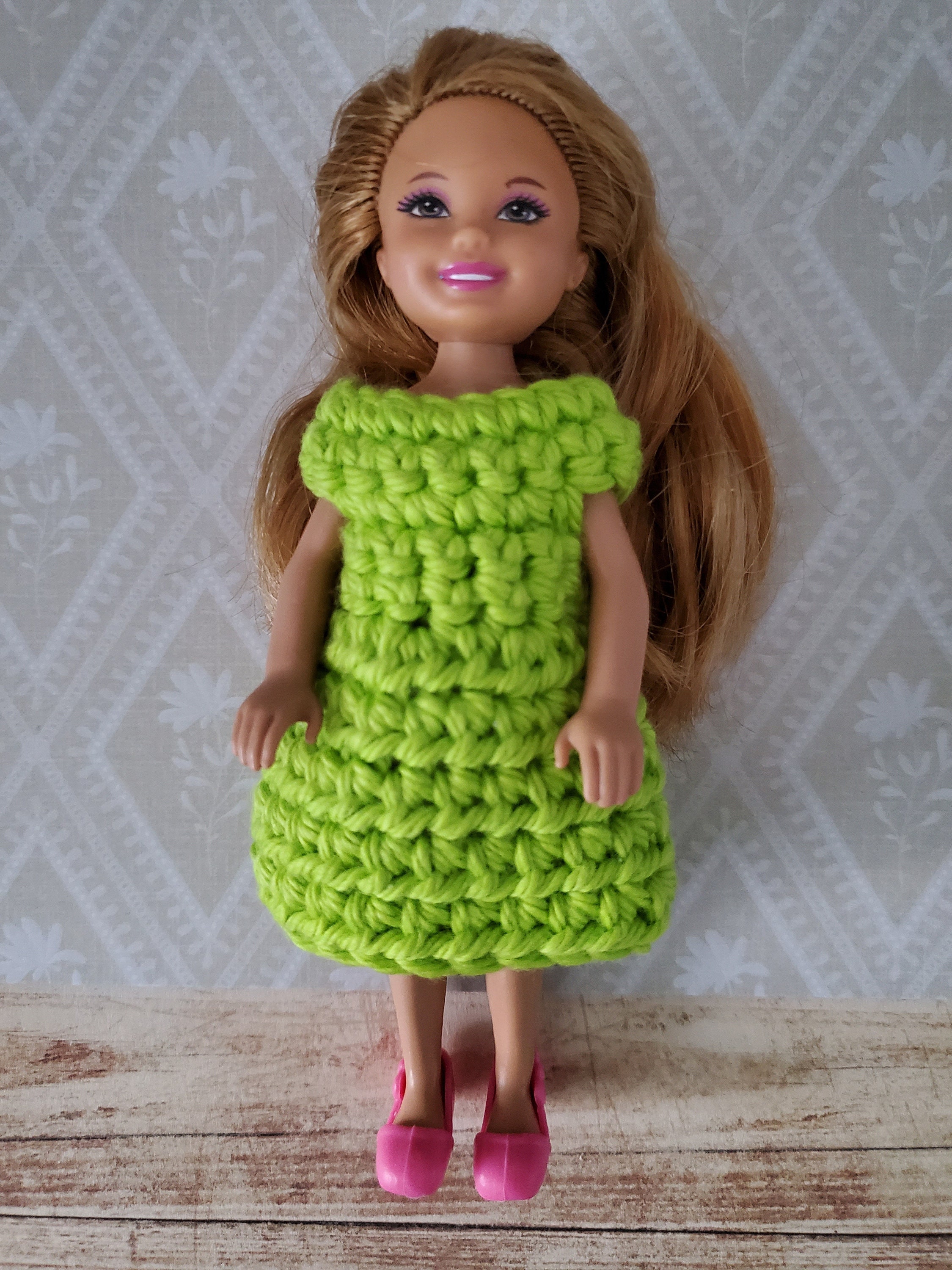 Crochet Pattern for Beginners for Chelsea 5 1/2 Inch Barbie Doll Lime ...