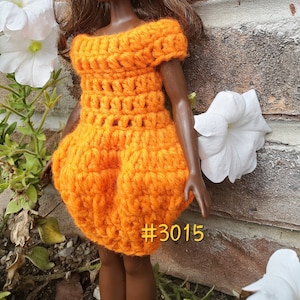 Crochet pattern for beginners Pumpkin shape DRESS acrylic for curvy 11.5&quot; doll #3015 DIY EASY
