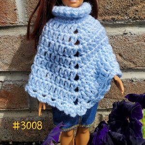 Crochet pattern for beginners PONCHO for vintage and curvy 11.5&quot; doll soft baby acrylic yarn #3008 easy DIY