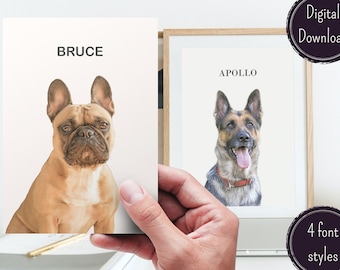 Personalisiertes Haustierportrait vom Foto, Individuelles Hundeportrait, Hunde-Erinnerungsgeschenk, Haustier-Verlust-Geschenk, Katzenportrait, personalisiertes realistisches Haustiergemälde