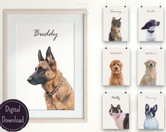Custom Pet Portrait From Photo, Custom Dog Portrait, Dog Memorial Gift, Pet Loss Gift, Cat Portrait, Personalized Watercolor Painting