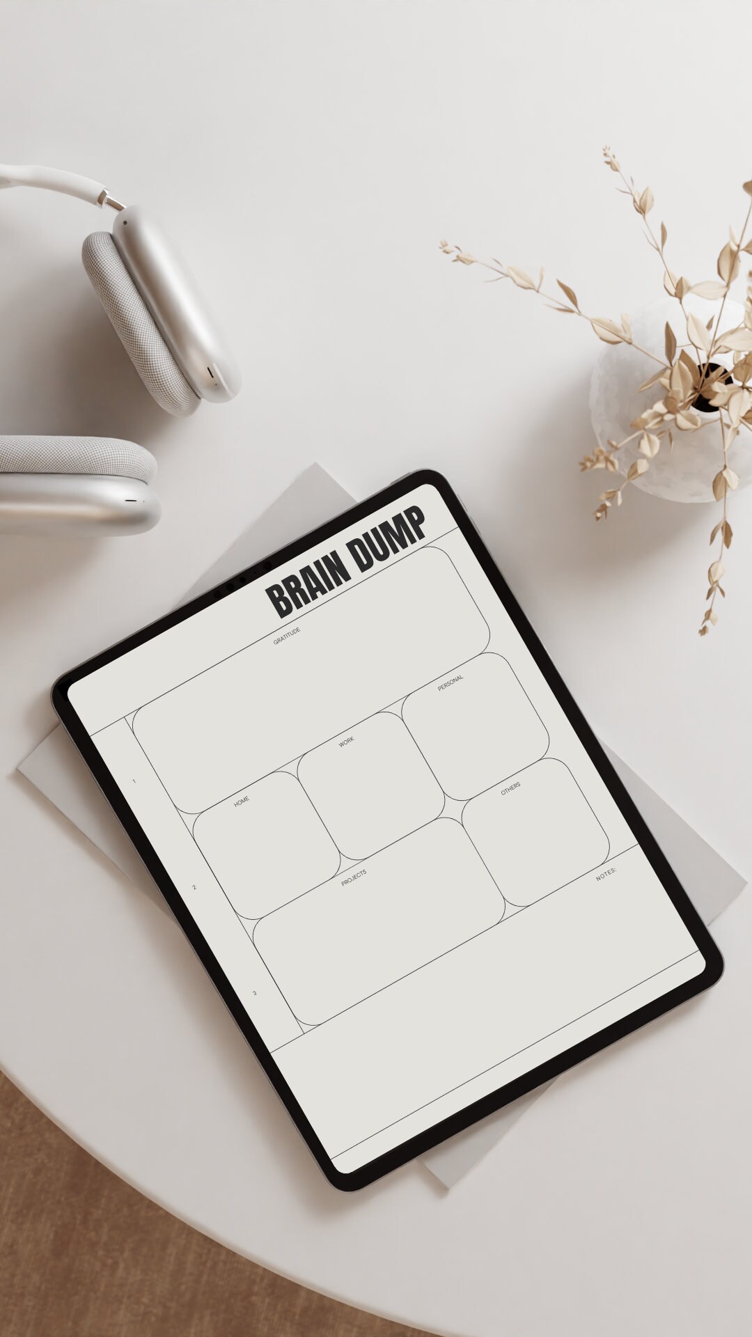 Brain Dump Worksheet, thought organizer, life planner, adhd journal, digital planner, printable worksheet, ipad planner, digital journal
