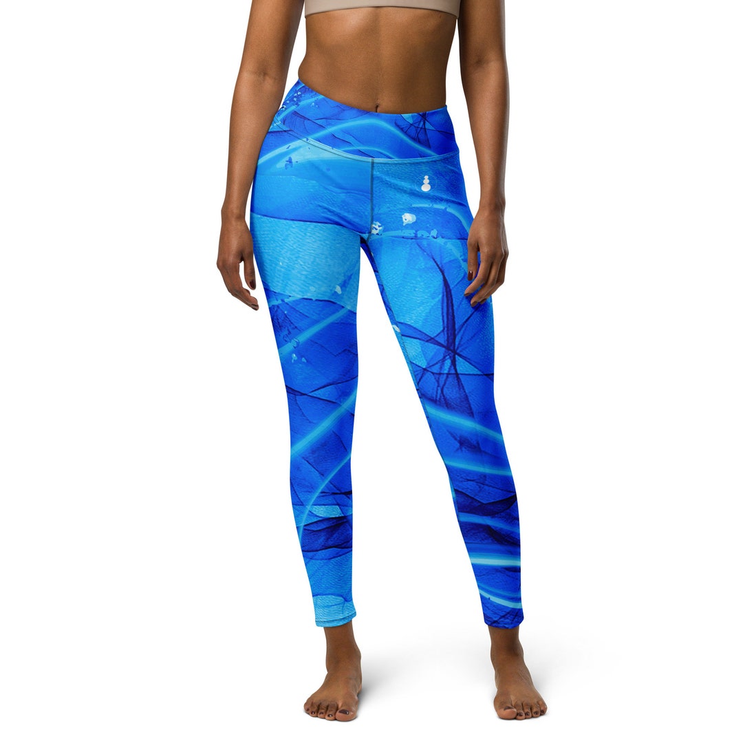 Blue Precious Yoga Leggings for Woman, Gym Leggings Running Pants