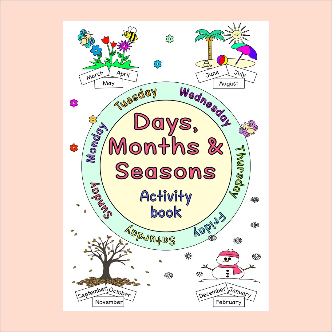 Printable Colouring Days and Months Activity Pages. Childrens - Etsy