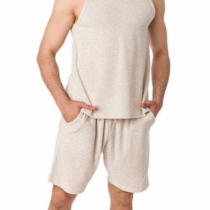 Suvi NYC Men&#39;s 2-Set Shorts Turkish Terry cotton 2 Side Pockets Gym. Work Out. Yoga, Fitness. Pajama set.