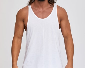 Suvi NYC Men's tank tops. 100 % Turkish Pima cotton. Middle center front and middle center back pintuck . Sports. Gym. Work Out. Yoga.