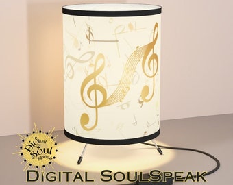Tripod Lamp with High-Res Printed Shade | Musical Note Showers Lamp 4 | USCA plug