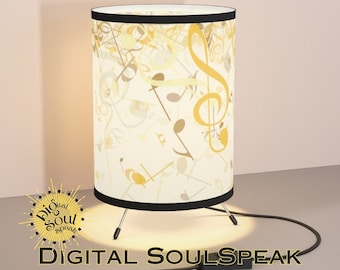 Tripod Lamp with High-Res Printed Shade | Musical Note Showers Lamp 3 | USCA plug