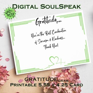Druckbare Karte | GratudeGram 5.5x4.25 druckbare Karte XVI | Danke Hinweis