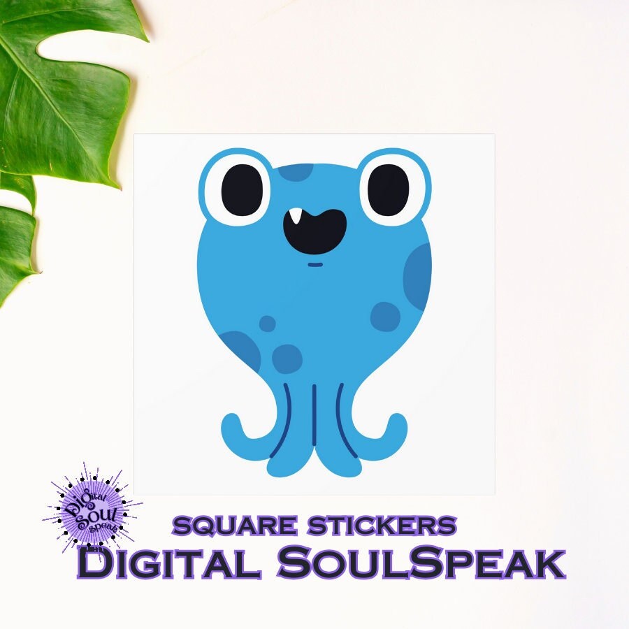 Square Stickers | Blue Octo Monster | Indoor\Outdoor | Multiple Sizes