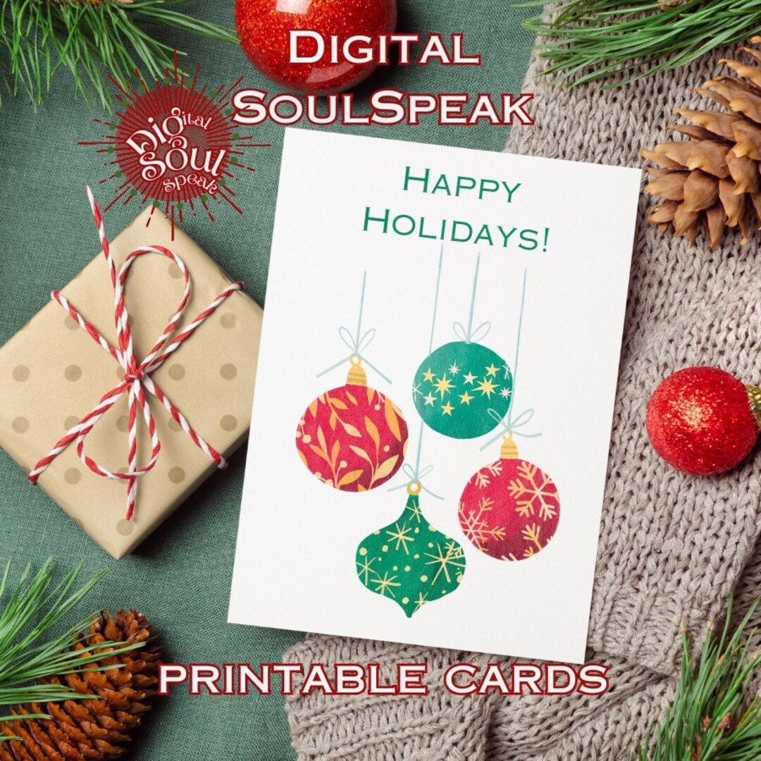Printable Cards | 5x7 Happy Holidays Cards | Set of 4 | Portrait - Etsy