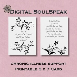 imprimable 5 x 7 cm | Ensemble de soutien 2 pour maladies chroniques | Éliminer le capacitisme