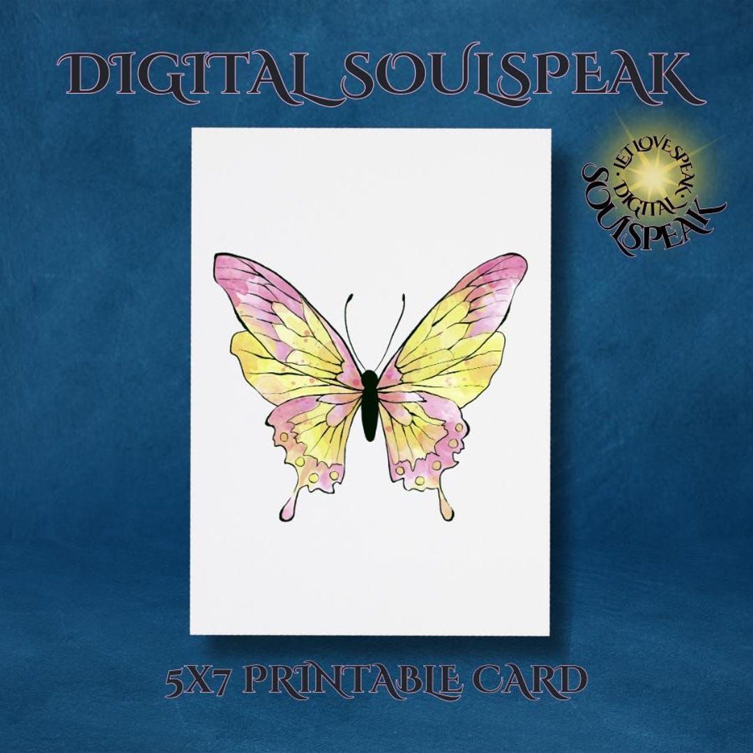 5x7 Printable Cards | Butterfly Design Card II | Blank Inside | Digital ...