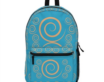 Backpack with Peach Spiral Party | Turquoise Backpack | School and Travel