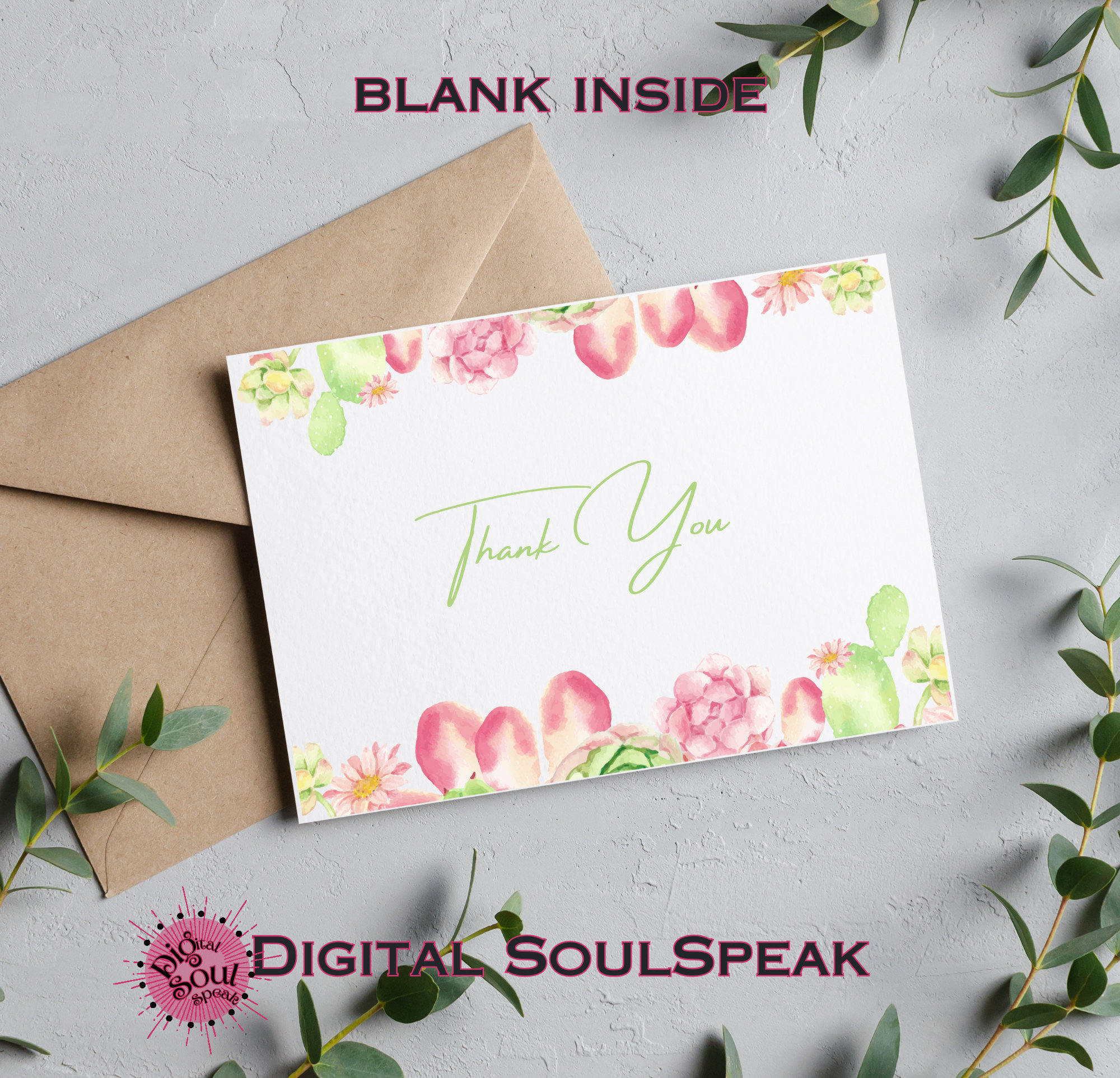 thank you card | blank inside | 5.5 x 4.25 printable card ii - etsy