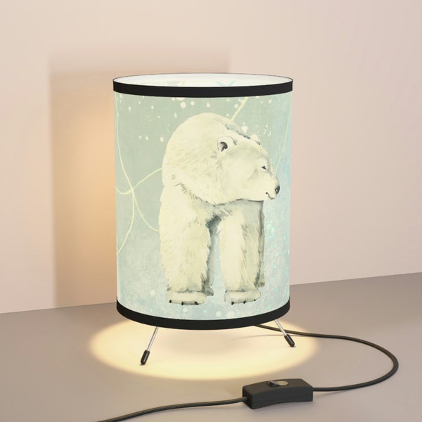 Tripod Lamp with High-Res Printed Shade | Polar Bear Beauty 3 | USCA plug