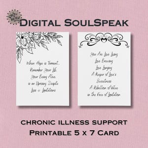 imprimable 5 x 7 cm | Ensemble 3 de soutien pour les maladies chroniques | Éliminer le capacitisme