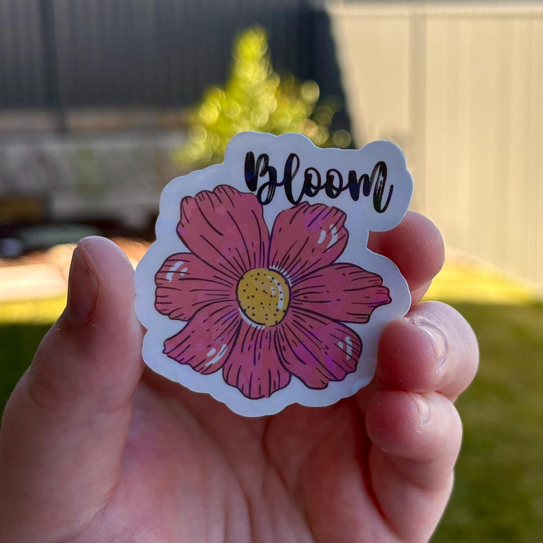 Bloom Flower Holographic Sticker - Etsy