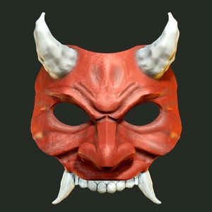 Oni Mask 9 Demon Half Face 3D printing file stl