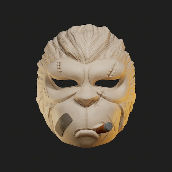 Fichier stl d'impression 3D d'un masque de singe des Sims de la Mafia à porter