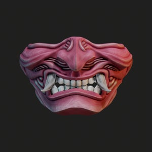 Hannya Samurai Oni Half Mask 5 3D printing file stl