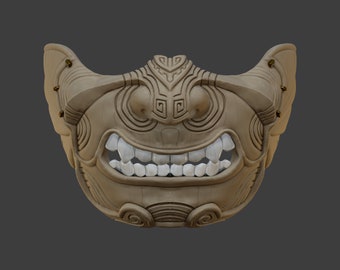 Oni Mask 11 Demon Zen Half Face 3D printing file stl