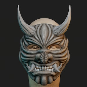 Hannya Samurai Oni Mask 6 3D printing file stl