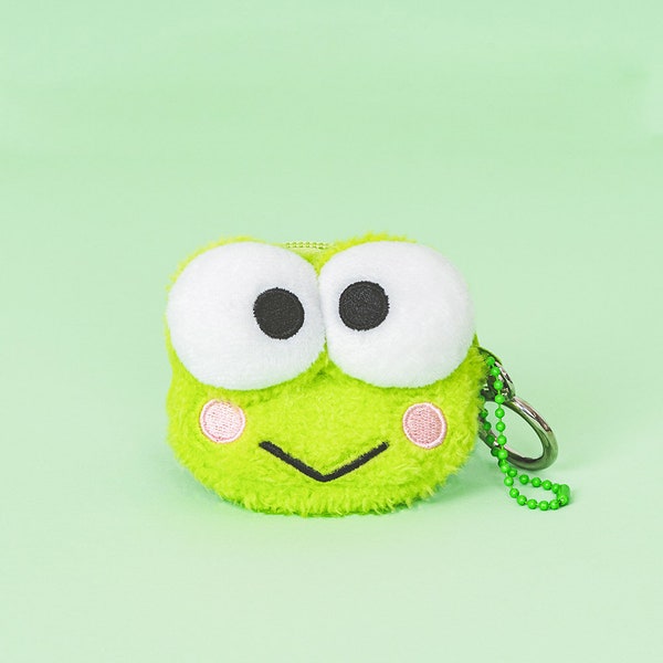 Sanrio Original Keropi Mini Bag Charm Frog Character Soft Fluffy Cute Functional Zip Portable Hook Hang Walk Leash MustHave Accessory Anime
