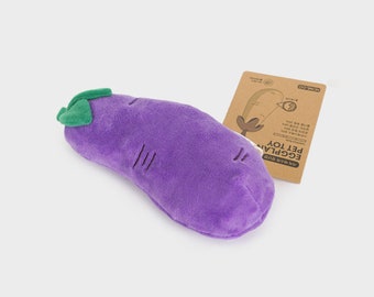 HOWLPOT Eggplant Dog Pet Crinkle Rustle Chew Plush Toy Durable Train Stress Relief Rustling Fruit Purple Fun Play Treats Emotional Stability