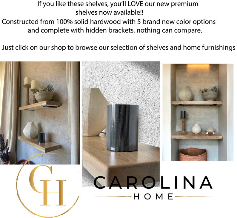 Carolina Home SET OF TWO 2 Rustic Floating Shelves with Industrial Brackets, Modern, Kitchen Shelf, Farmhouse Home Decor, Minimalist image 10