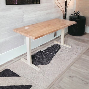 Solid Hardwood Standing Desk – Electric Adjustable Height, Home Office image 4