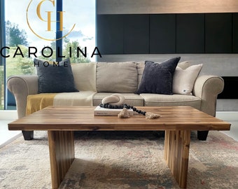 Modern Coffee Table by Carolina Home. Unique Living Room Table, All Wood Construction With Walnut and Teak Alternative Hardwood