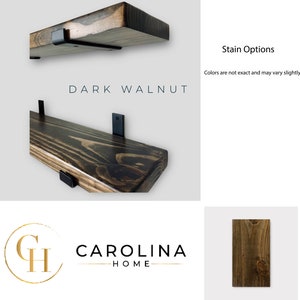 Carolina Home SET OF TWO 2 Rustic Floating Shelves with Industrial Brackets, Modern, Kitchen Shelf, Farmhouse Home Decor, Minimalist image 9